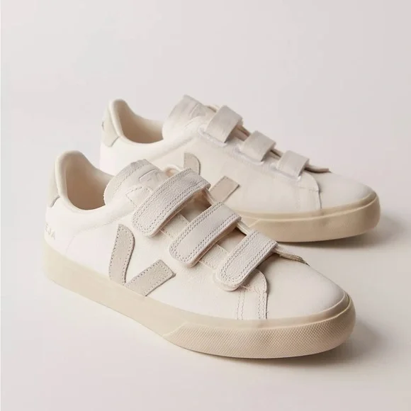 Veja Cream Velcro Leather/Suede Sneakers Size 8 pre-owned. - Picture 1 of 11